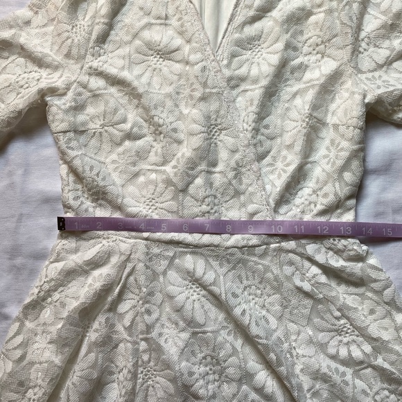 Ivory 70's Inspired Floral Lace V Neck Dress S - Picture 3 of 9
